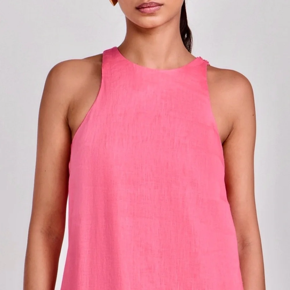 🌺🎉HP🎉🌺 NWT Staud Allori Mini Dress Coral Paradise/Pearl Pink - Picture 7 of 16